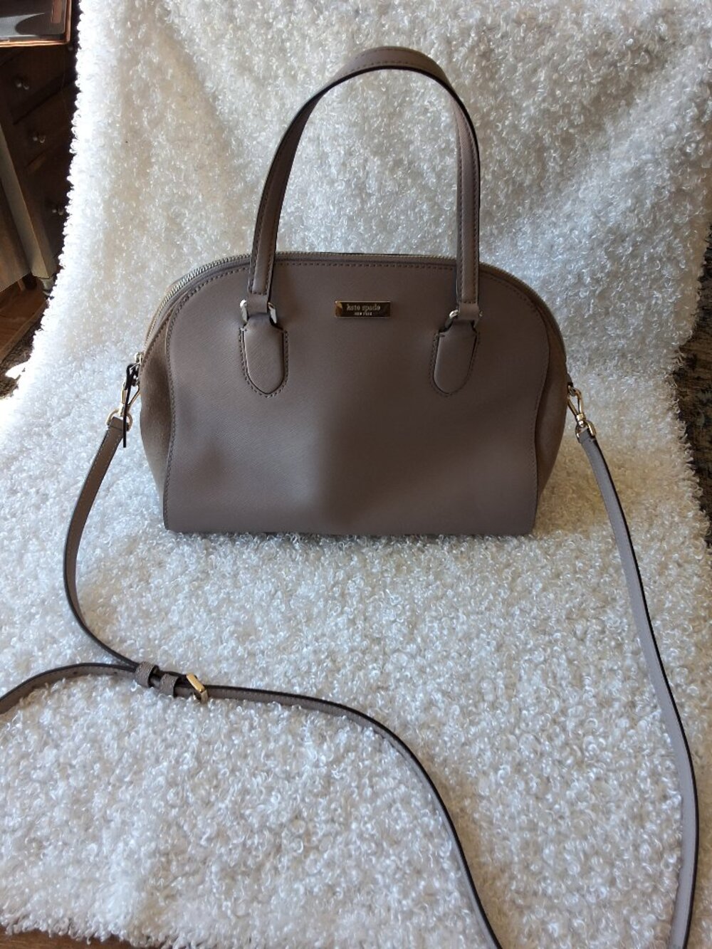 Kate Spade Taupe Leather and suede cross body  / satchel bag